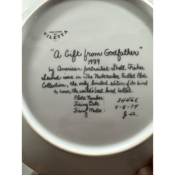 "A Gift from Godfather" Collector Plate Nutcracker Ballet, Shell Fisher 1979 COA - Picture 2 of 2